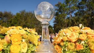 Crystal trophy with yellow flowers