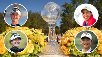 Golfers with prize trophy