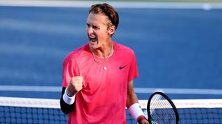 Tennis player in pink shirt